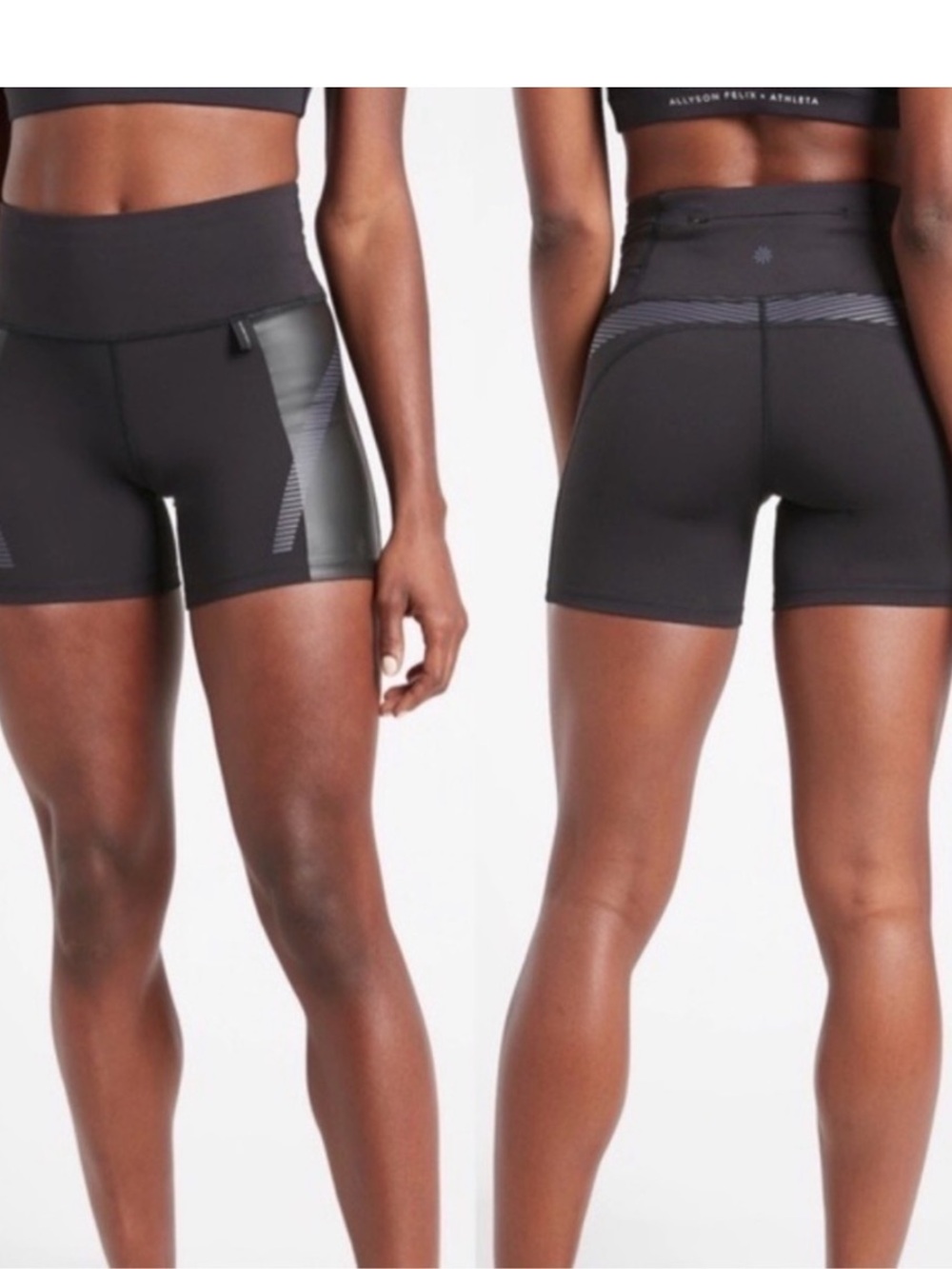 New w/o tags Athleta x Allyson Felix Legend Shorts Black Bike Reflective Size 1x